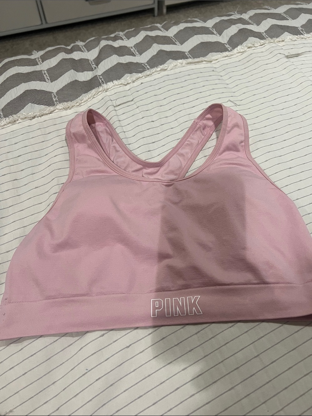 PINK Victoria's Secret Light Pink Racerback Sports Bra with Logo Band